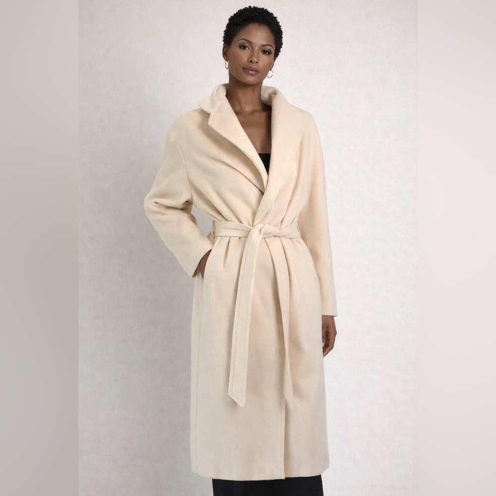 Vintage Zandra Rhodes belted wool blend wrap coat